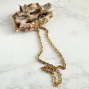 Gold Plated Oval Link Chain Necklace 18" with Hook Clasp